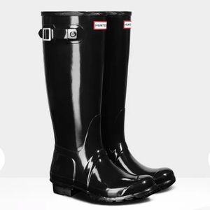 Hunter Women's Original Tall Gloss Rain Boots: Blk